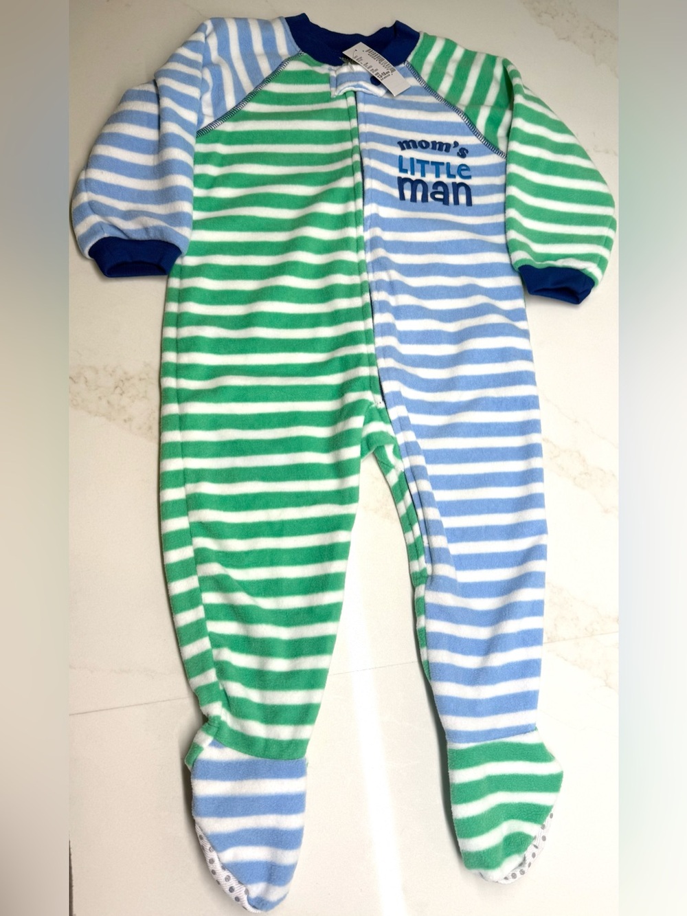 NWT The Children’s Place Mom’s Little Man Fleece Footed Sleeper 12-18M